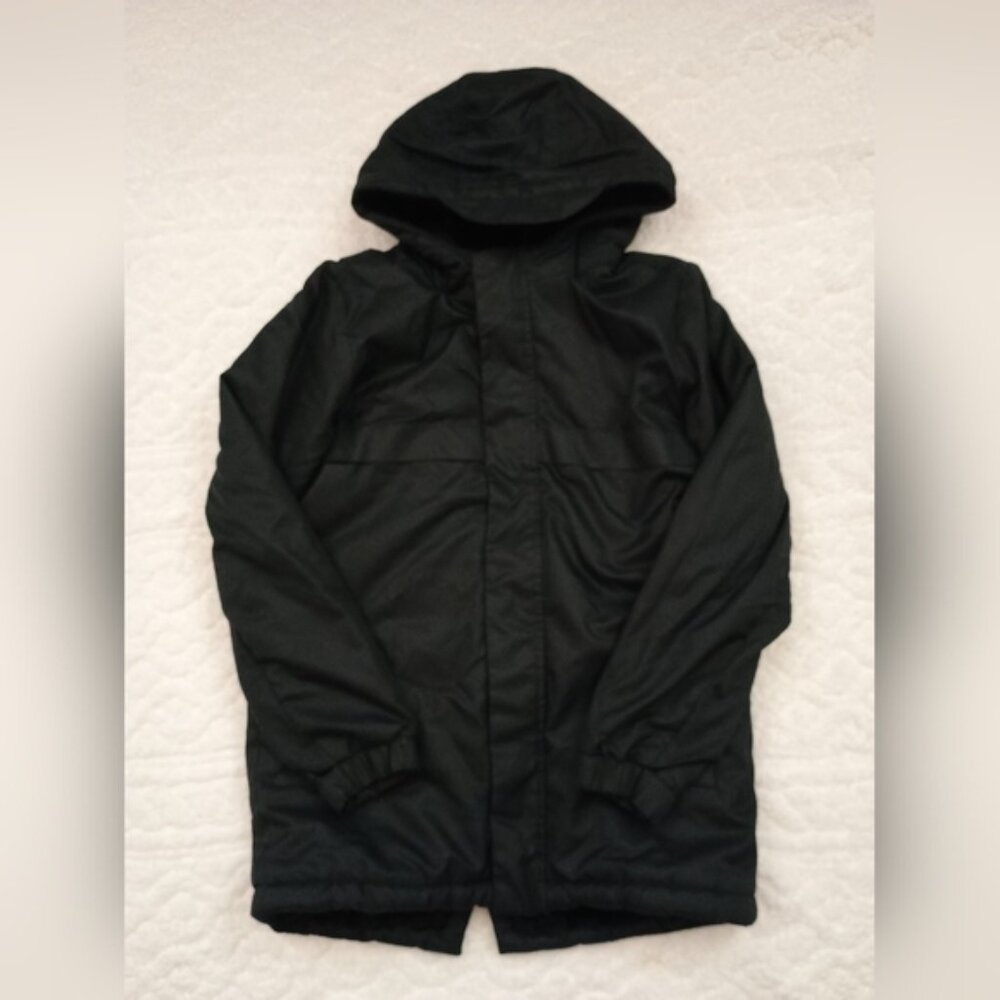 Cat Jack Girls Large Black/Faux Fur Lined Zipped Snapped Coat